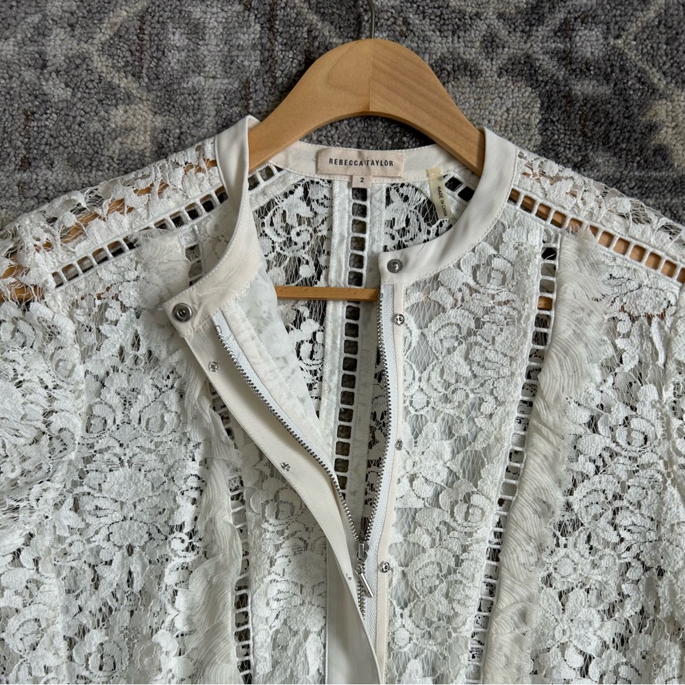 🤍 Rebecca Taylor White Lace Blouse - Picture 3 of 9